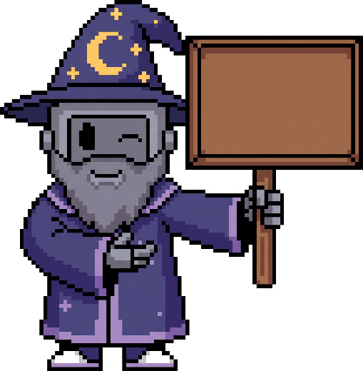 Merlin holding a blank sign, ready for your branding
